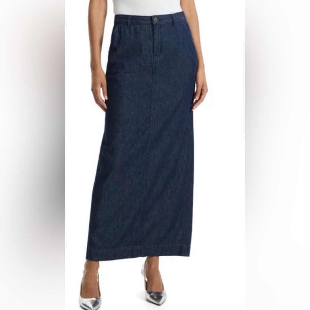 Theory Maxi Trouser Blue Jean Skirt Women’s Size 31 Indigo Drape Denim